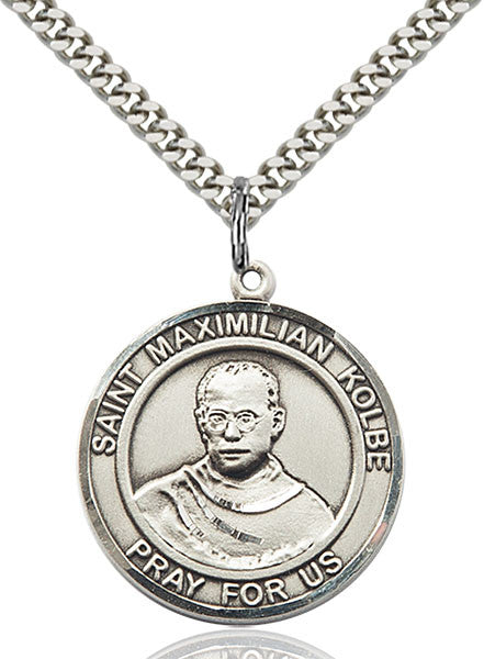 Colgante San Maximiliano Kolbe en Plata de Ley