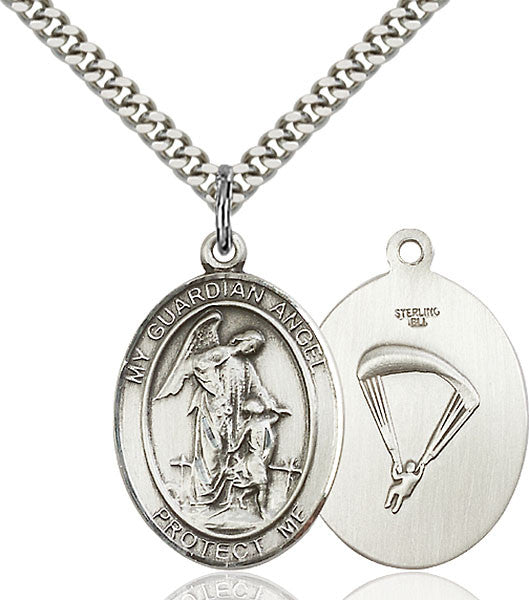 Sterling Silver Guardian Angel/Paratrooper Pendant