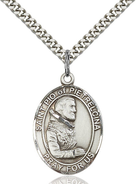 Sterling Silver St. Pio of Pietrelcina Pendant