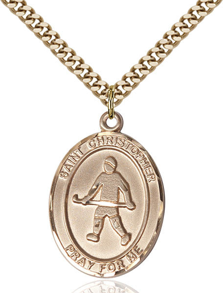 Gold Filled St. Christopher / Field Hockey Pendant