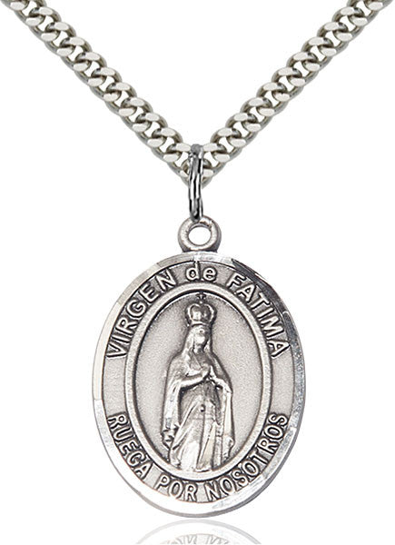 Sterling Silver Virgen de Fatima Pendant