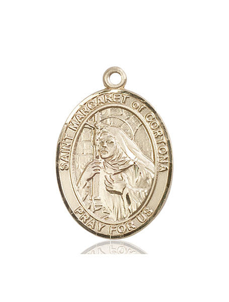 Medalla de Santa Margarita de Cortona en oro de 14kt