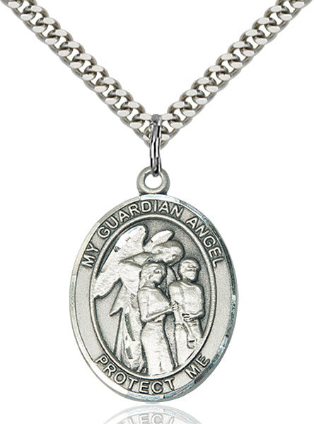 Sterling Silver Guardian Angel w/Children Pendant