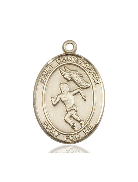 14kt Gold St. Christopher/Track&Field Medal