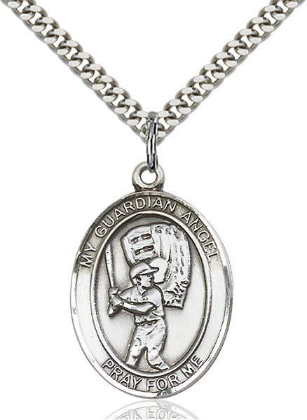 Sterling Silver Guardian Angel/Baseball Pendant