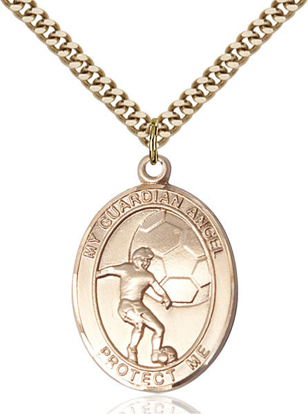 Gold Filled Guardian Angel/Soccer Pendant