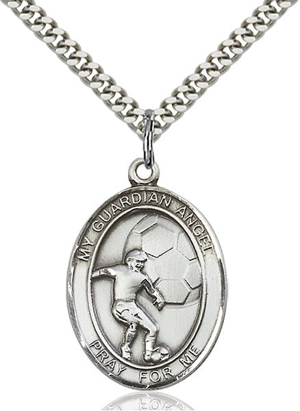 Sterling Silver Guardian Angel/Soccer Pendant