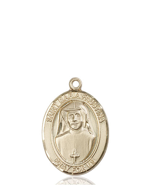 Medalla de Santa María Faustina en oro de 14kt