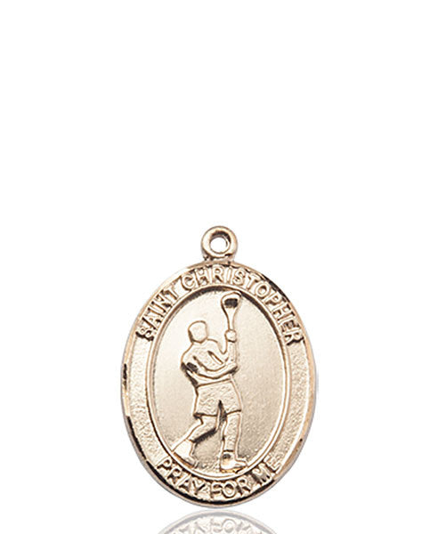 14kt Gold St. Christopher/Lacrosse Medal