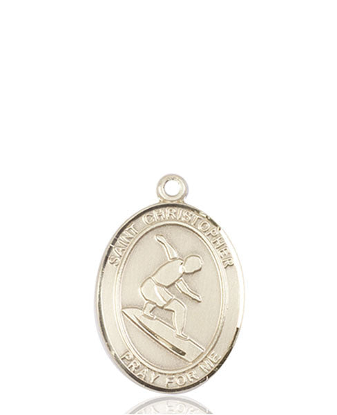 14kt Gold St. Christopher/Surfing Medal