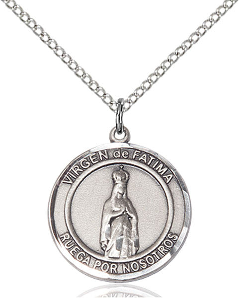 Sterling Silver Virgen de Fatima Pendant