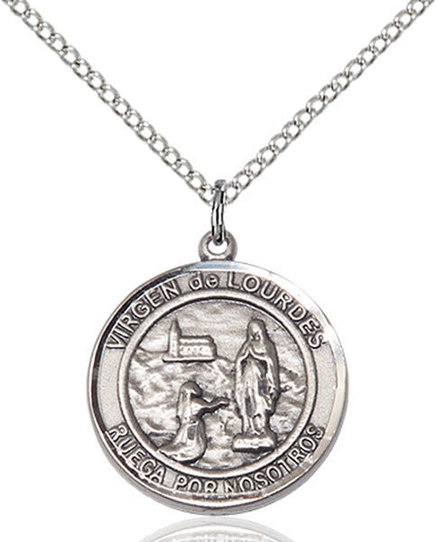 Sterling Silver Virgen de Lourdes Pendant