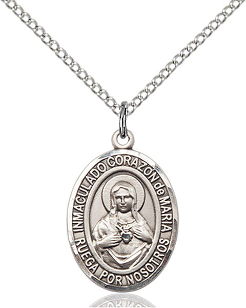 Sterling Silver Corazon Inmaculado De Maria Pendant