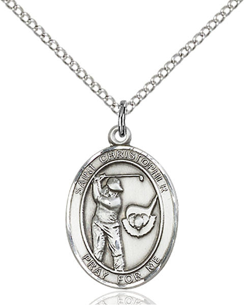 Sterling Silver St. Christopher/Golf Pendant