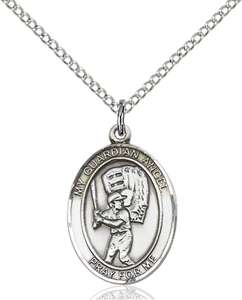 Sterling Silver Guardian Angel / Baseball Pendant