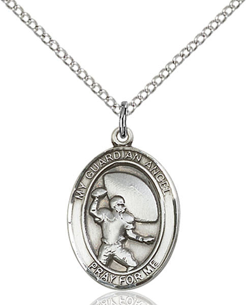 Sterling Silver Guardian Angel / Football Pendant