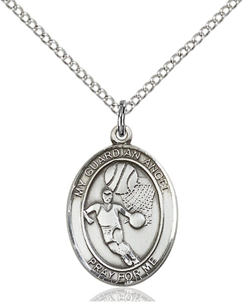 Sterling Silver Guardian Angel / Basketball Pendan