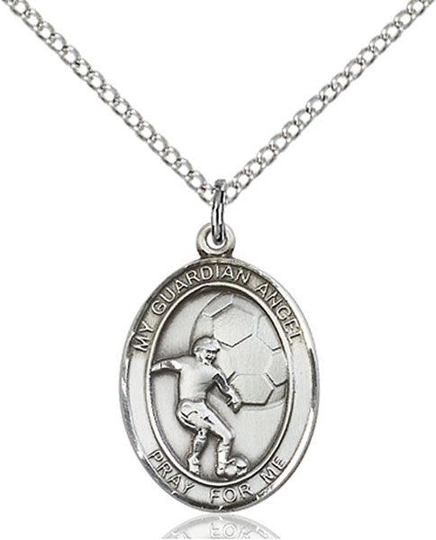 Sterling Silver Guardian Angel / Soccer Pendant