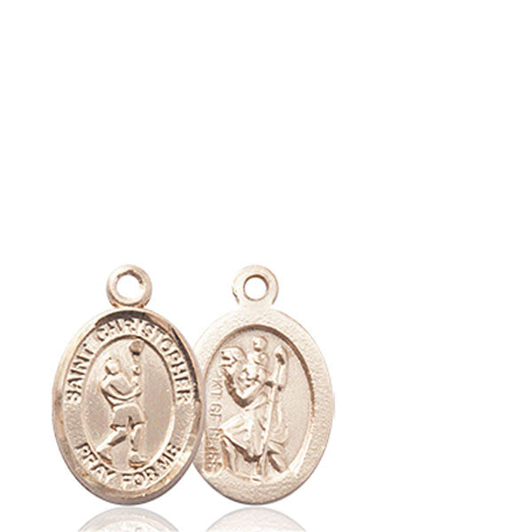 14kt Gold St. Christopher/Lacrosse Medal