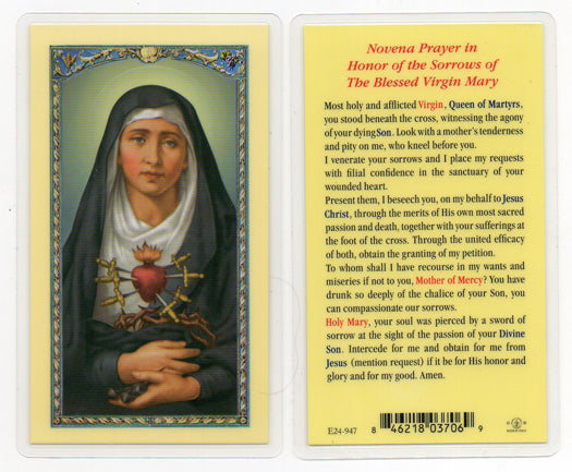 Seven Sorrows of Mary Holy Card