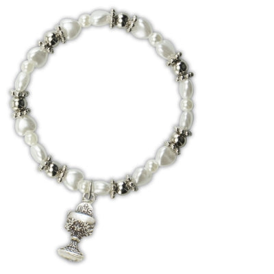 Pulsera Elástica Primera Comunión Corazón Blanco